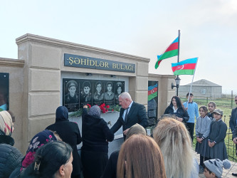 Eynibulaq kəndindən olan şəhidlərin əziz xatirəsinə inşa edilmiş bulağın açılış mərasimi keçirilmişdir