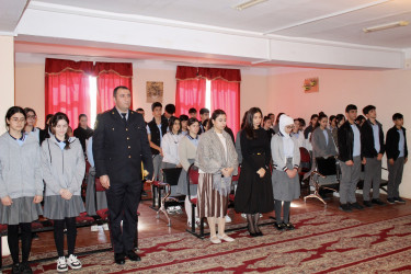 "Narkomaniya və zərərli vərdişlərə yox deyək", "erkən nikah və onun fəsadları" mövzuları, eləcə də məktəblilərin təhlükəsiz davranış qaydaları ilə bağlı maarifləndirici tədbir keçirilmişdir.